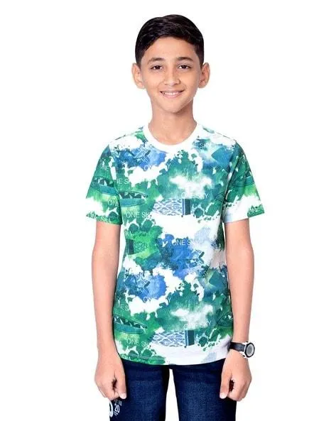 Boys Regular Fit Tie & Dye Print T-Shirt