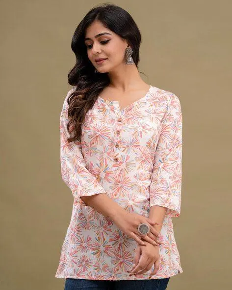 Colourblock V-Neck Straight Kurti