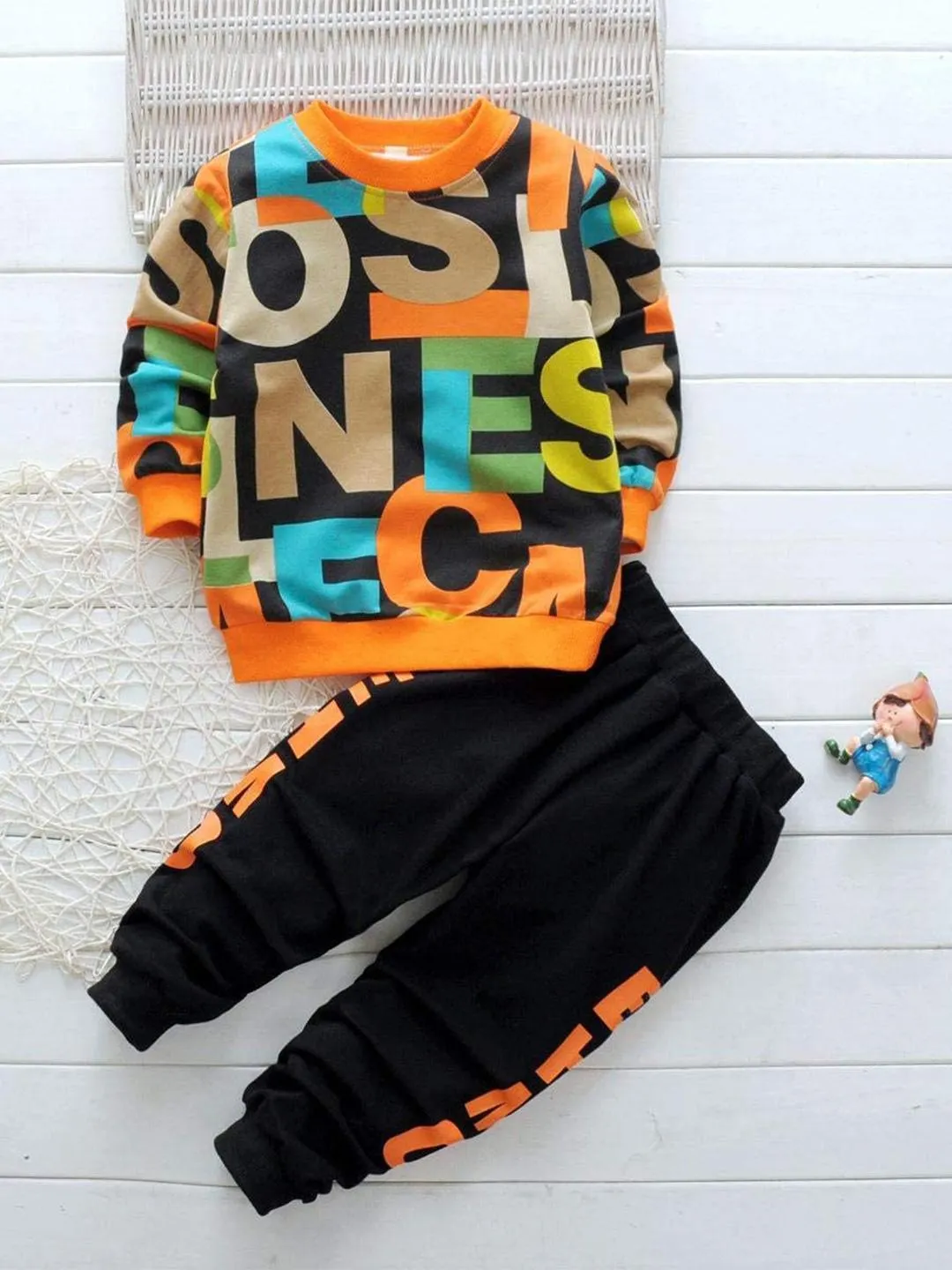 Girls Printed Pure Cotton Sweatshirt with Joggers