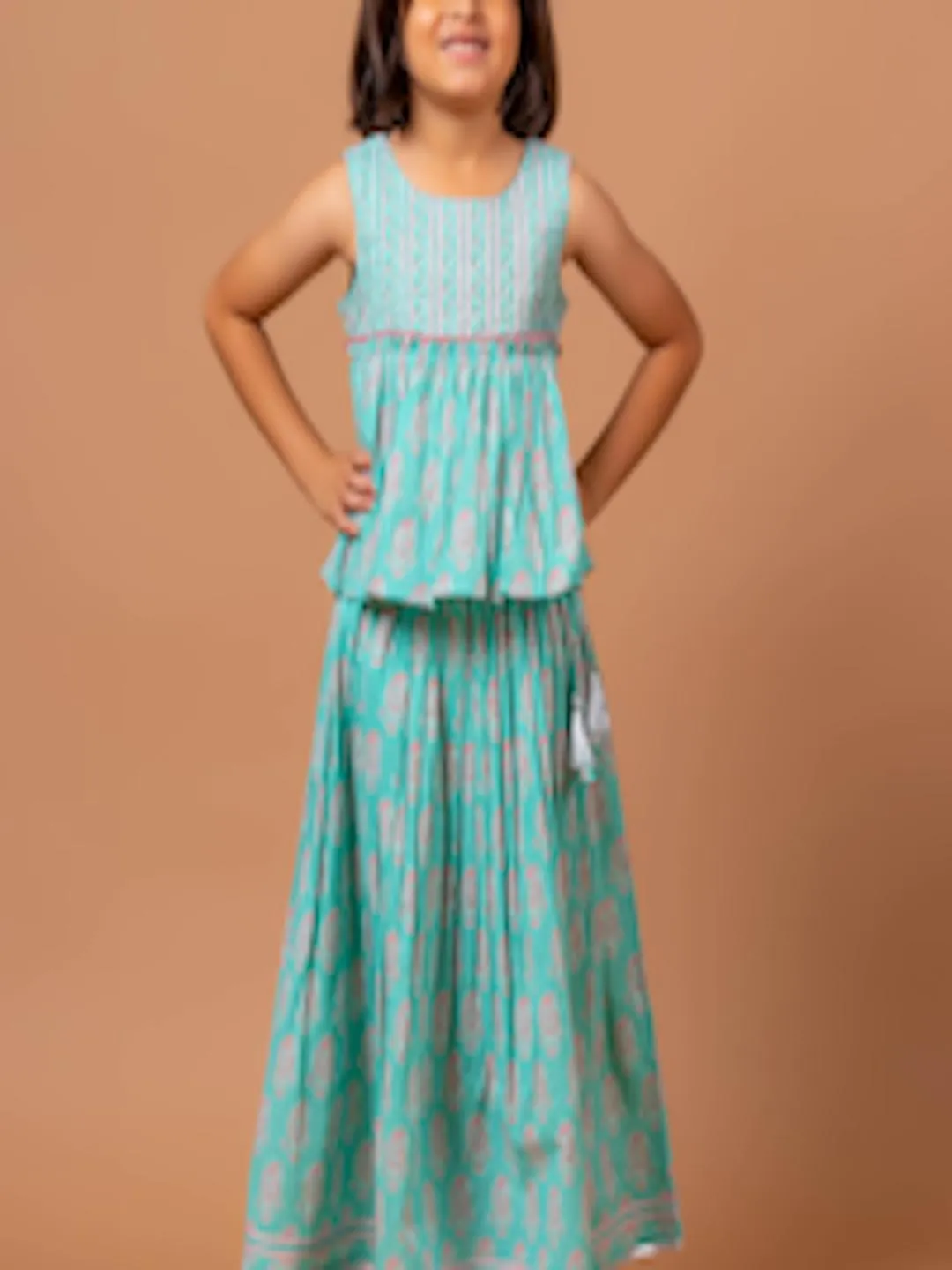 Girls Shivani Buti Printed Pure Cotton Lehenga