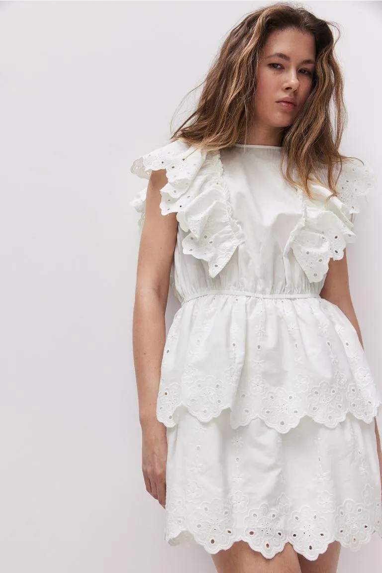 Flounced cotton dress