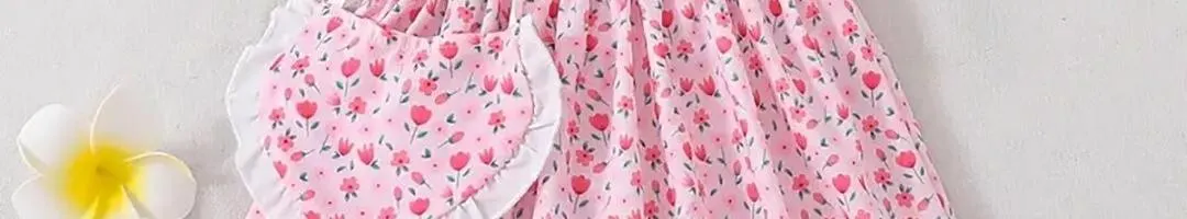 Floral Printed Fit & Flare Dress With Slingbag