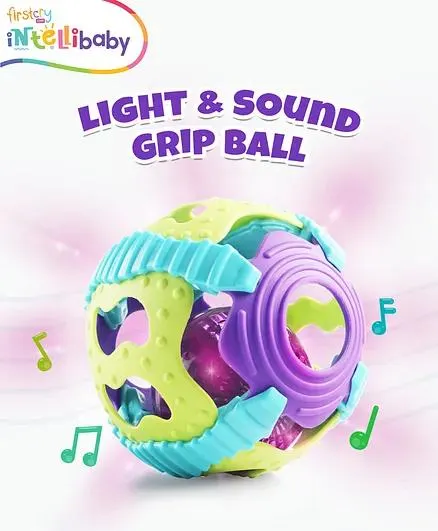Intellibaby Musical Sensory Grasping Rattle Ball - Multicolour