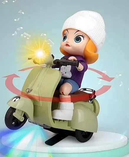 Elecart Stunt Scooter Bump & Go 360 Degree Rotating Spot Stunt Scooter Dancing Motorcycle Toy with Flashing Light & Sound (color may vary)
