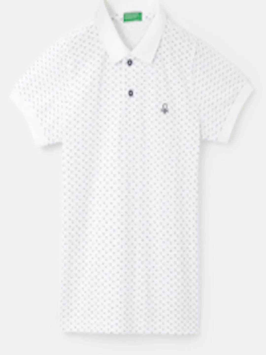 Boys Micro Ditsy Printed Polo Collar Cotton Regular T-shirt