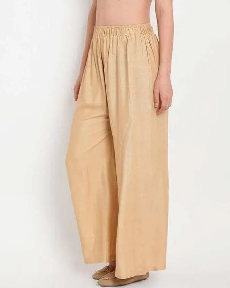 Solid Palazzos with Elasticated Waist