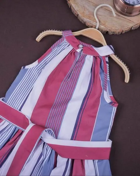 Striped Fit & Flare Dress