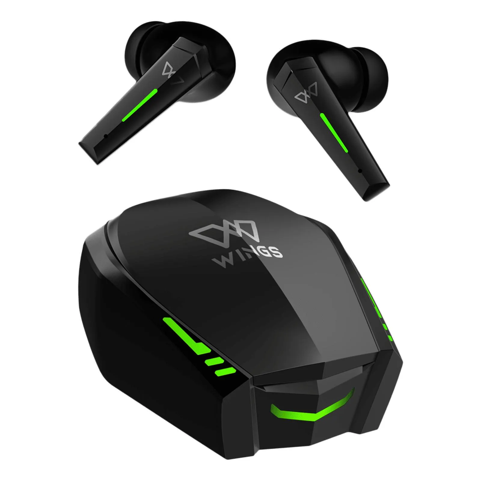 WINGS Phantom 800 TWS Earbuds with Environmental Noise Cancellation (IPX5 Water Resistant, Ultra Low Latency, Black)