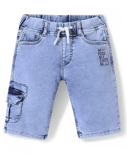 Ruff Denim Jamaican Knee Length Shorts - Ice Blue