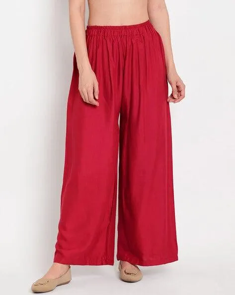Solid Palazzos with Elasticated Waist