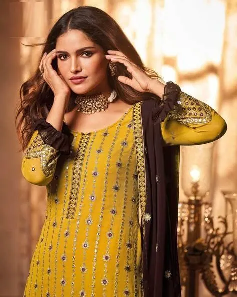 Women Embroidered 3-Piece Semi-Stitched Straight Dress Material