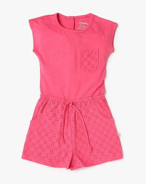 Schiffli Embroidered Regular Fit Playsuit