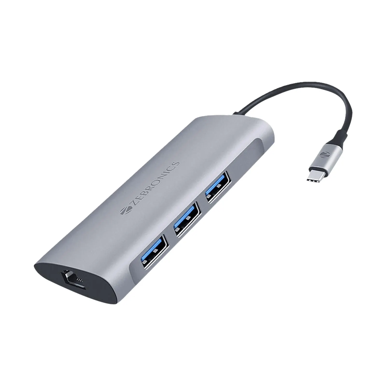 ZEBRONICS Zeb-TA1000UCL 6-in-1 USB 3.0 Type C to USB 3.0 Type A, Micro SD, SD, RJ45 Multiport Adapter (5 Gbps Data Transfer Rate, Silver)