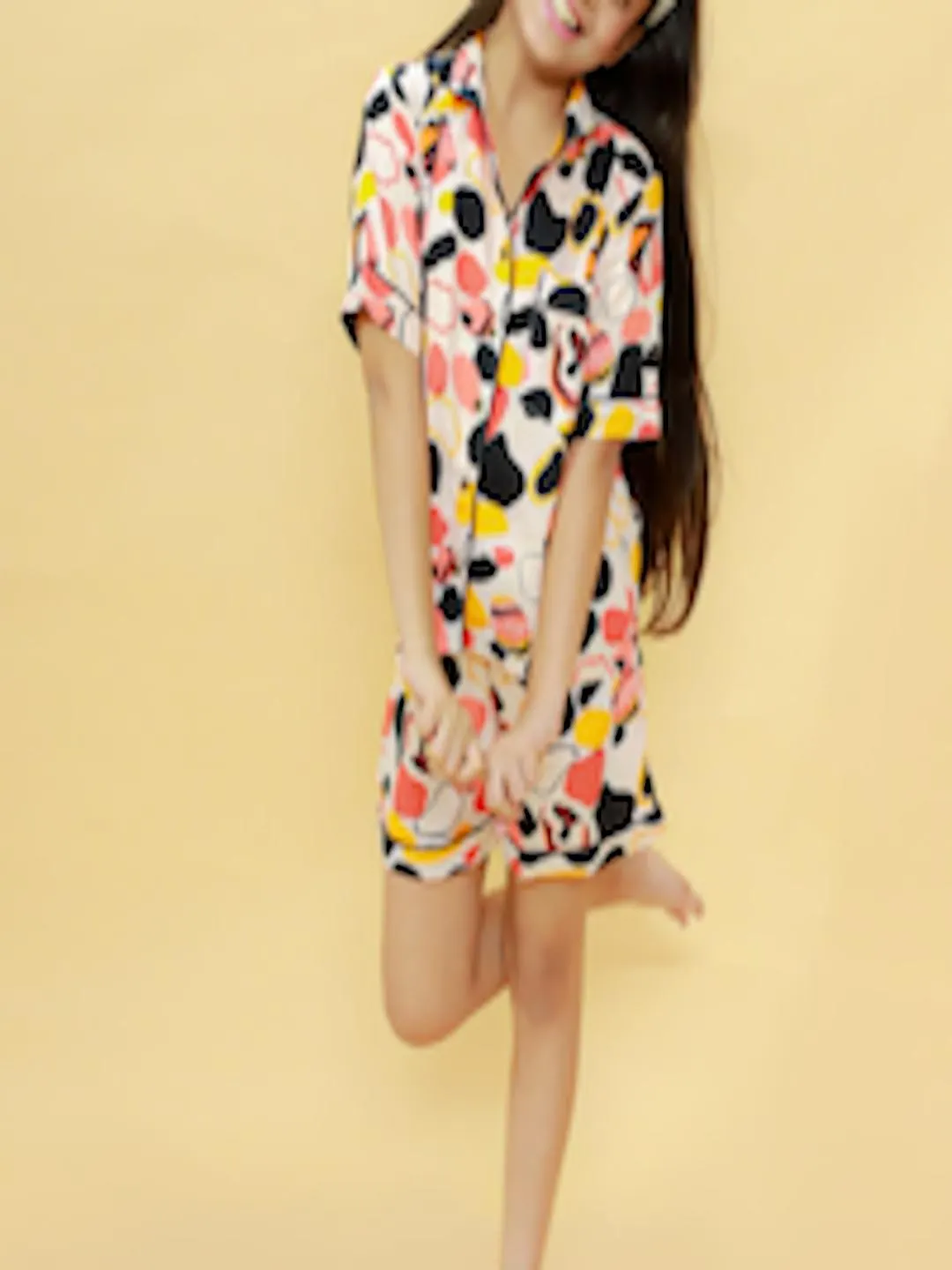 Girls Abstract Printed Night suit