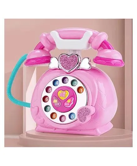 VGRASSP Classic Dial Receiver Simulation Telephone Toy For Kids - Rotating Number Dial With Calling Sound Effect - Storytelling Toy Telephone Accompanied With Lights - Color As Per Stock