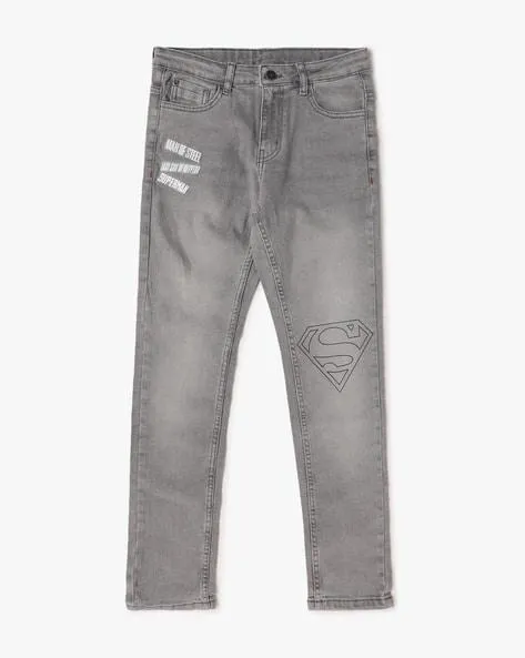 Boys Superman Print Straight Fit Jeans