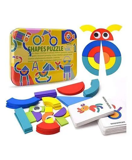 Kidology Wooden Shape Puzzle Toy Set Yellow - 50 Pieces