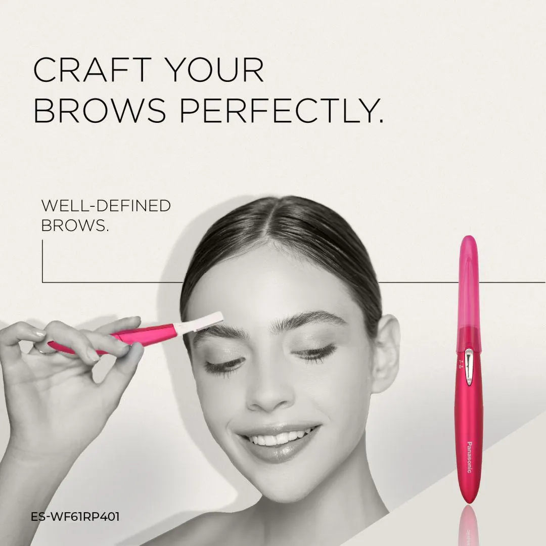 Women Facial Hair Shaver Trimmer with Eyebrow Shaper (ES-WF61RP401, Rouge Pink)