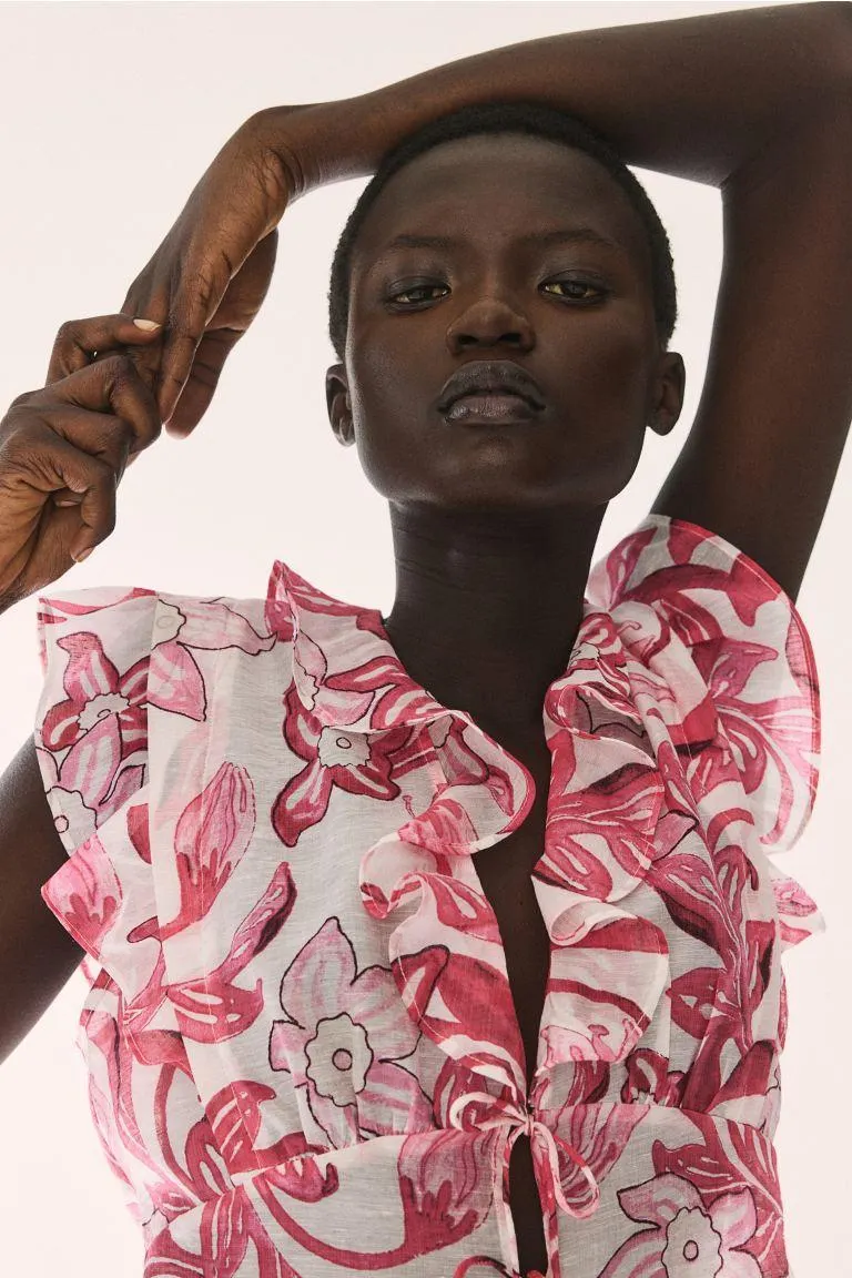 Frill-trimmed blouse