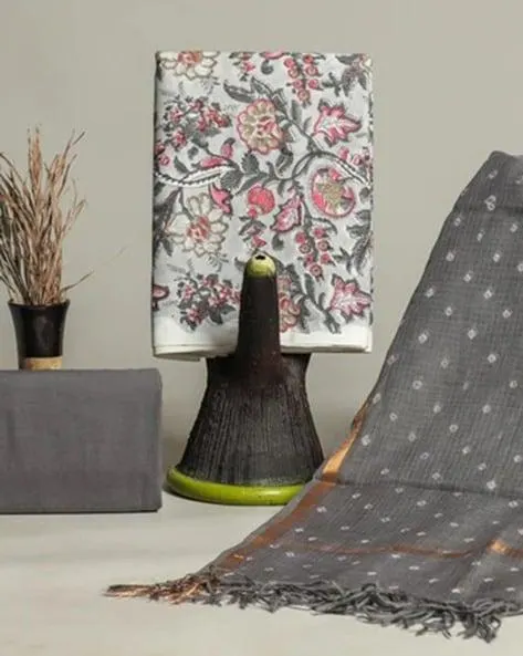 Women Floral Print 3-Piece Dress Material