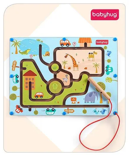 Babyhug Magnetic Maze Wooden Puzzle - Multicolour