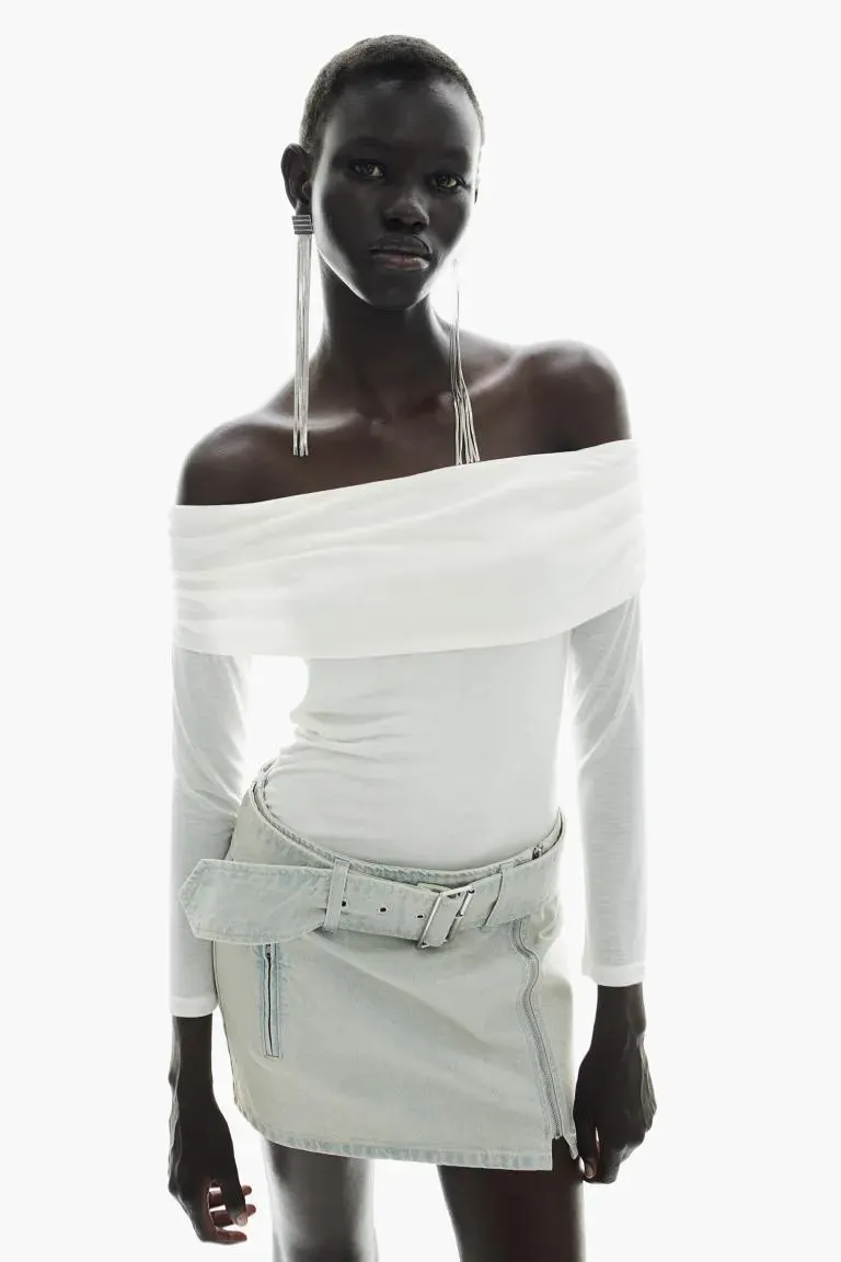 Sheer off-the-shoulder top