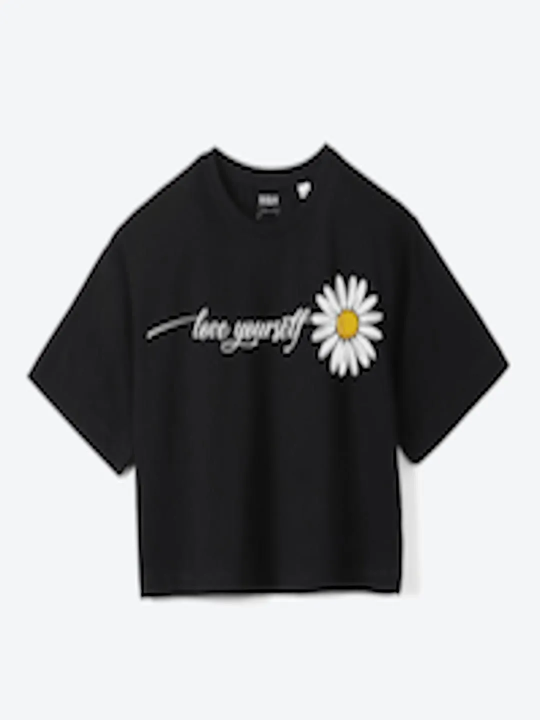 Girls Black Graphic Printed Pure Cotton Boxy T-shirt