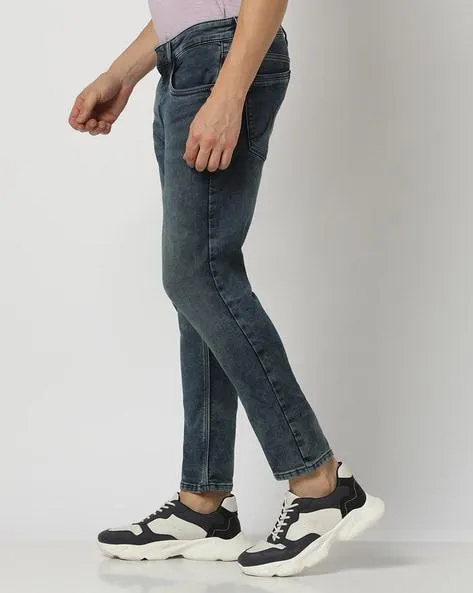 Lightly Washed Skinny Fit Ankle-Length Jeans