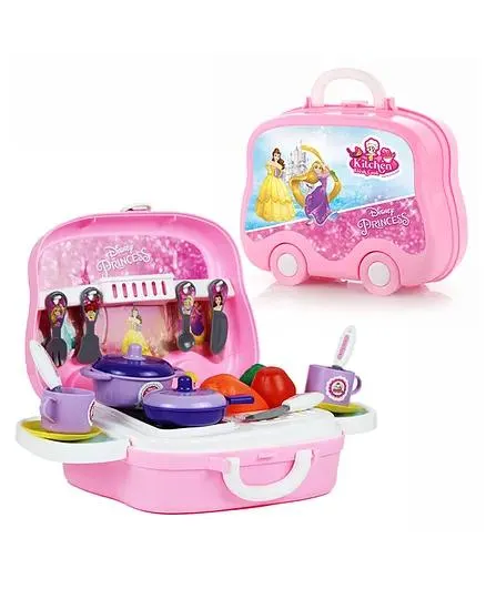 Aditi Toys Disney Princess Kitchen Set for Girls, Kitchen Suitcase Set On Wheels, Colorful Pretend Play Cooking Set for Girls with 23 Pieces, Portable Kitchen Set BIS Approved. (Disney Princess)