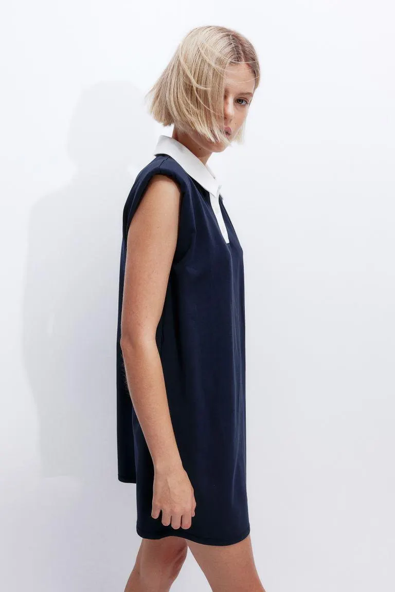 Shoulder-pad polo dress