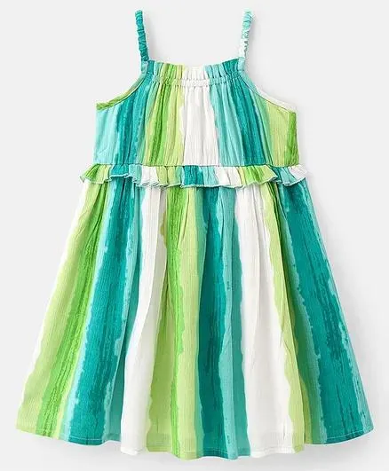 Babyhug Woven Sleeveless Striped Frock - Multicolour