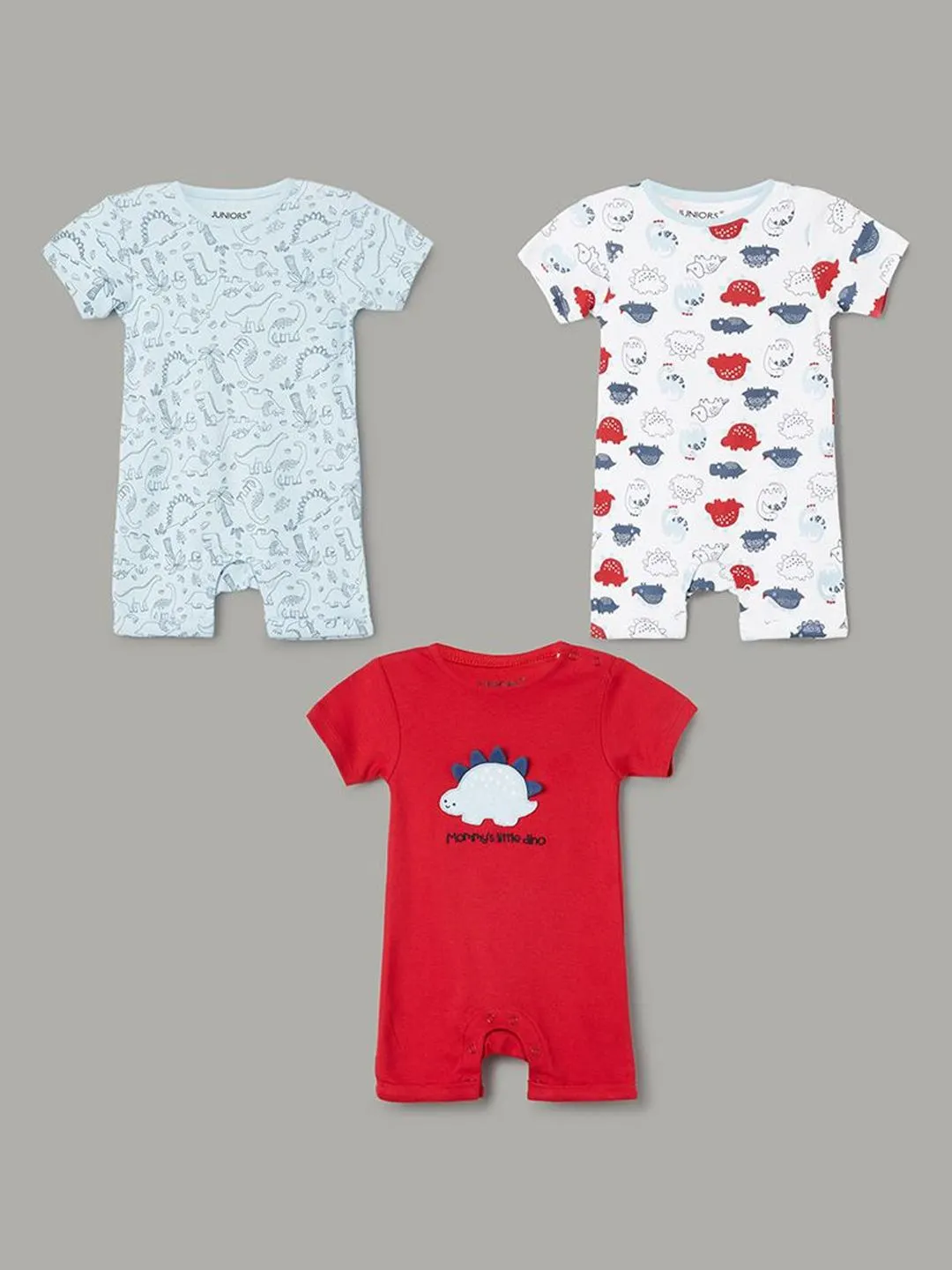 Infant Boys Pack Of 3 Conversational Printed Round Neck Bodysuits