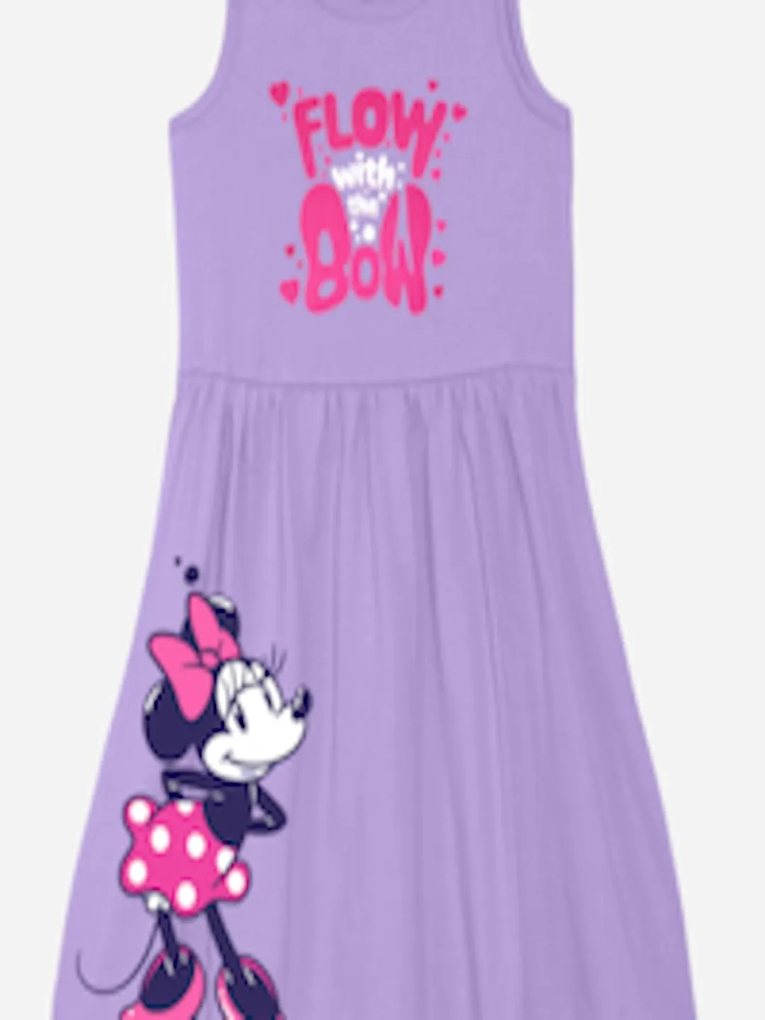 Girls Minnie Mouse Printed Pure Cotton Fit & Flare Dress
