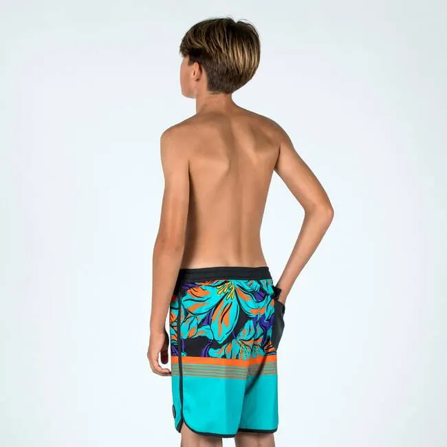 Boy's swim shorts - 500 Memphis green