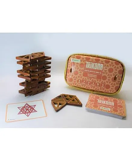 Maniams 3D Wooden Trikona Puzzles Natural Brown - 48 Pieces