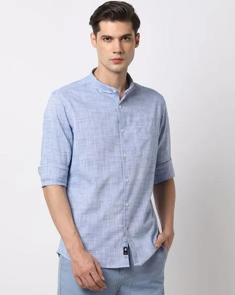 Slim Fit Shirt with Band Collar