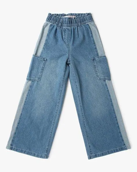 Girls Lightly Washed Flared Jeans