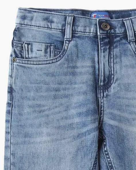 Mid-Wash Straight Fit Jeans