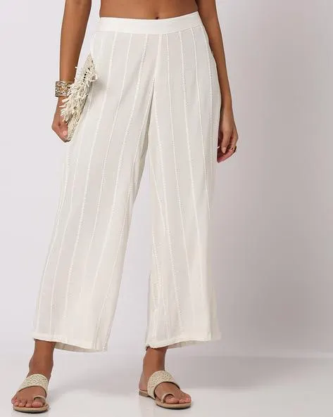 Embroidered Palazzo with Elasticated Waist