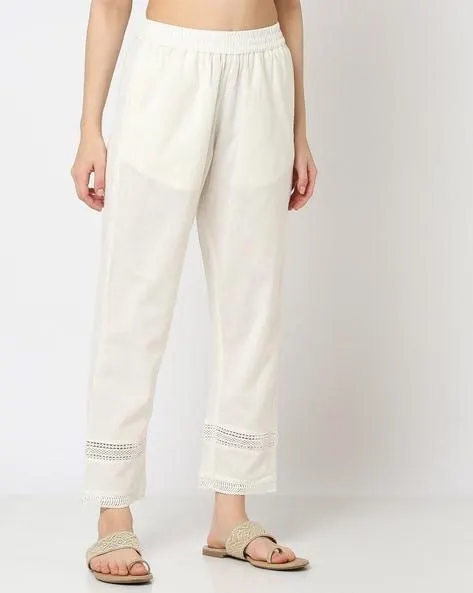 Women Pants with Lace Inserts