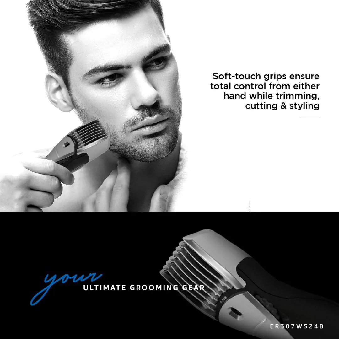Corded/Cordless Rechargeable Trimmer with Quick Adjust Dial (ER307WS24B, Silver)