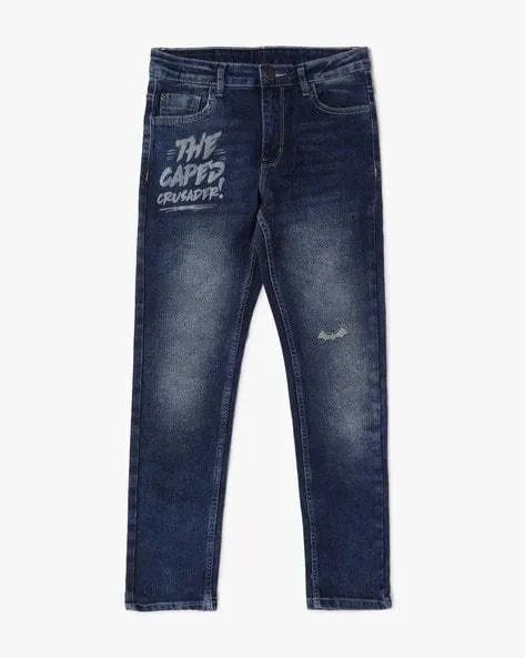 Boys Heavily Washed Straight Fit Jeans