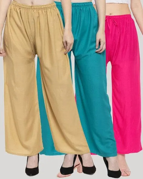 Pack of 3 Solid Palazzos