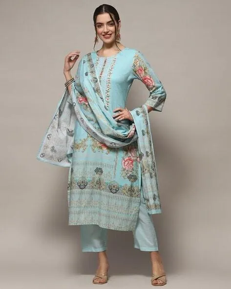 Women Floral Print 3-Piece Dress Material