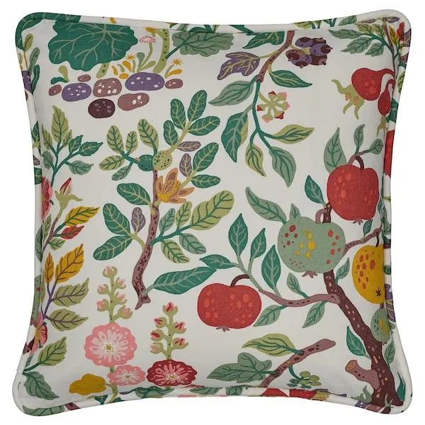 Cushion cover, white multicolour/floral pattern,