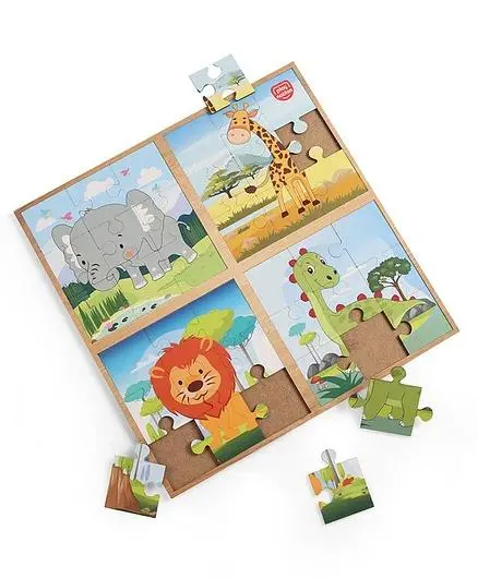 Play Nation 4 in 1 Wooden Jigsaw Puzzle Multi Colour - 36 Pieces