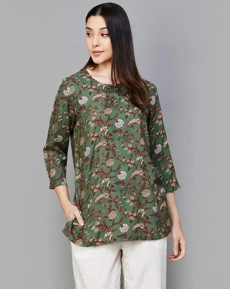 Women Floral Print Straight Tunic