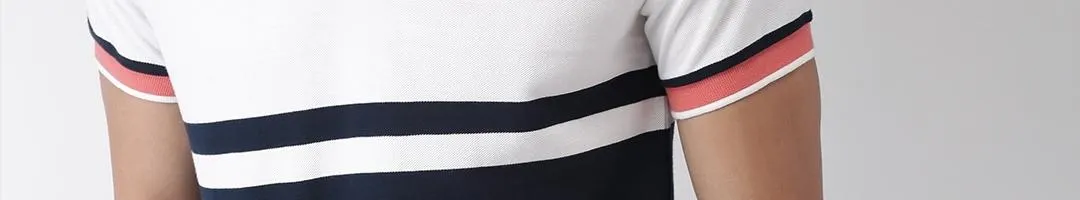 Men Navy Blue Colourblocked Polo Collar T-shirt