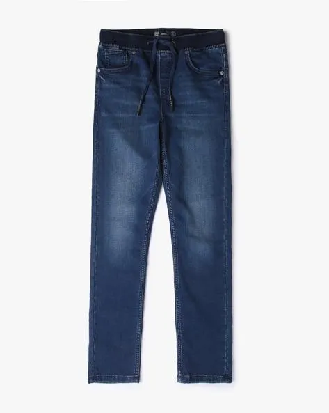 Mid-Wash Straight Fit Jogger Jeans