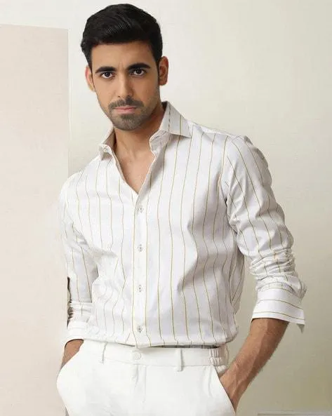 Men Tailored Fit Striped Shirt